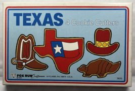 Vintage Fox Run Texas Cookie Cutters Hat Boot State Armadillo Set of 4 New - $8.25