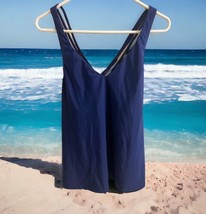 Talbots Swim Suit Top Tankini Solid Size 10 Navy Blue-no underwire Bathing suit - £18.98 GBP