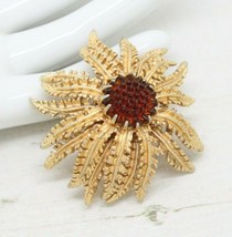 Vintage Signed Sarah Coventry Cov Sea Urchin Topaz Lucite BROOCH Pin Jewellery - £21.47 GBP