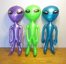 (USA Warehouse) 3 NEW INFLATABLE ALIENS GREEN PURPLE &amp; BLUE 36 BLOW UP I... - £19.68 GBP