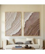 interoknack Modern Abstract Textured Ocean Waves Hand-Painted Canvas Wal... - €1.122,92 EUR