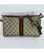 GUCCI GG PVC Shoulder Bag Beige Brown Sherry Line Crossbody Purse MBb0046 - $293.14