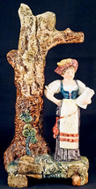 Antique German Lady Figurine Holding Pitcher Standing Next to a Tree Vase - $49.99
