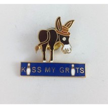 Vintage Kiss My Grits Donkey Wearing Hat Bowling Novelty Funny Lapel Hat Pin - £6.61 GBP