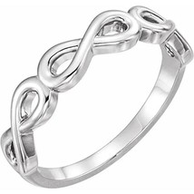 14k White Gold Stackable Infinity Ring Rhodium-Plated - £371.34 GBP+