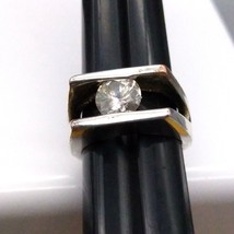 Split Shank Silverplate Ring with Channel Set CZ Round Cut Stone, Flush Tension - £25.51 GBP