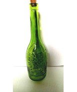 Vintage unused 12&quot;green glass bottle, grapes design - £10.21 GBP