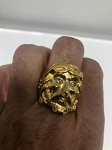 Vintage Goldener Jesus Ring Edelstahl Größe 10 - £28.56 GBP