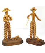 Straw Fisherman Figurines Models Large Mexican Handmade Vintage - $18.95