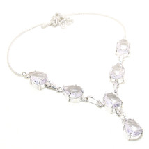 White Topaz Pear Gemstone Handmade Fashion Ethnic Necklace Jewelry 18&quot; SA 1783 - £4.78 GBP