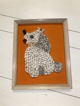 Vtg Mid Century 3d Wall Art Sea Shells Wood Framed Poodle Puppy Dog Phillipines - £19.65 GBP