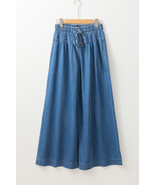 Dusk Blue Mineral Wash Button Fly Waist Wide Leg Jeans - $539.07 MXN