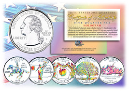 1999 US Statehood Quarters HOLOGRAM *** 5-Coin Complete Set *** w/Capsules &amp; COA - £12.66 GBP