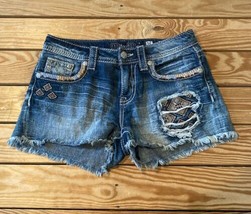 Miss Me Jeans Women’s Boyfriend Shorts Size 25 Blue CB  - £19.75 GBP