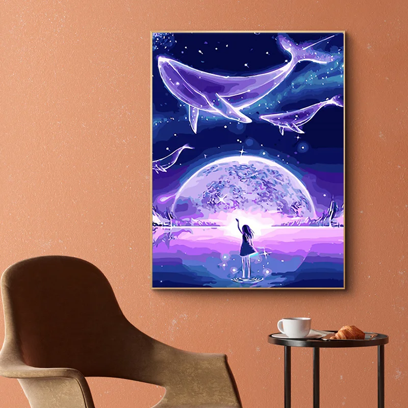 Play Landscape 5D Diamond Painting Dolphin Aerfly Dandelion Abstract Diamond Mos - £23.12 GBP