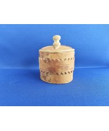 Vintage Small Handmade Carved Round Wood/Bark Box w/Lid - $11.87