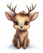 Cute Little Reindeer Clip Art-10 High Quality JPGs/ Digital Print/ Digit... - £1.32 GBP