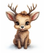 Cute Little Reindeer Clip Art-10 High Quality JPGs/ Digital Print/ Digit... - £1.29 GBP