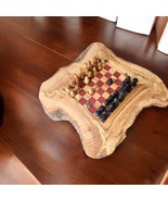 Unique chess board RED-Brown hand made from olive wood - chessboard - $93.74