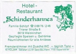 Matchbox Label Germany Hotel Restaurant Schinderhannes Schopf Family - $0.98