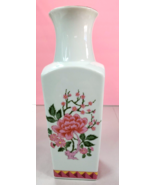 VTG HTF Flower Vase, Mingei Handcrafted Porcelain, Pink Flowers, Made in... - £19.65 GBP
