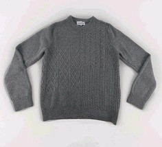 Thomas Sterling Gray Textured Knit Sweater Mens Size M Crewneck Pullover - $29.69
