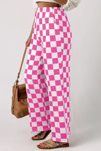Bonbon 2-Tone Checked Print High Waist Wide Leg Pants - $306.97 MXN