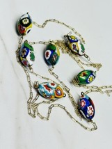 Vintage Venetian Murano Millefiori Glass Bead Necklace Paper Clips Links 43” - £149.26 GBP