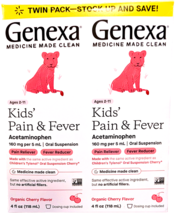 Genexa Kids&#39; Pain &amp; Fever Acetaminophen Liquid Cherry 2x4 Fl Oz EXP 12/2026 - $404.58 MXN
