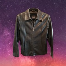 Wilsons Leather Pelle Studio Women&#39;s Size Medium Full Zip Black Fitted Jacket  - £42.76 GBP