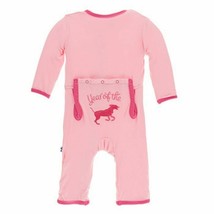 KICKEE PANTS GIRLS HOLIDAY APPLIQUÉ &quot;YEAR OF THE DOG&quot; COVERALL Newborn NWT - £10.07 GBP