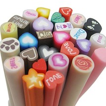 Fujiyuan 20 PCS Mixed Love Fimo Polymer Clay Cane Rod Nail Decorations Stick Sti - £3.33 GBP