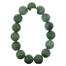 0.5&quot; China Grade A Certified Nature Hisui Jadeite Jade Oil Green Round Beads Ban - £64.79 GBP