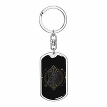 Tarot Card The Owl Swivel Keychain Dog Tag Stainless Steel or 18k Gold - £43.80 GBP