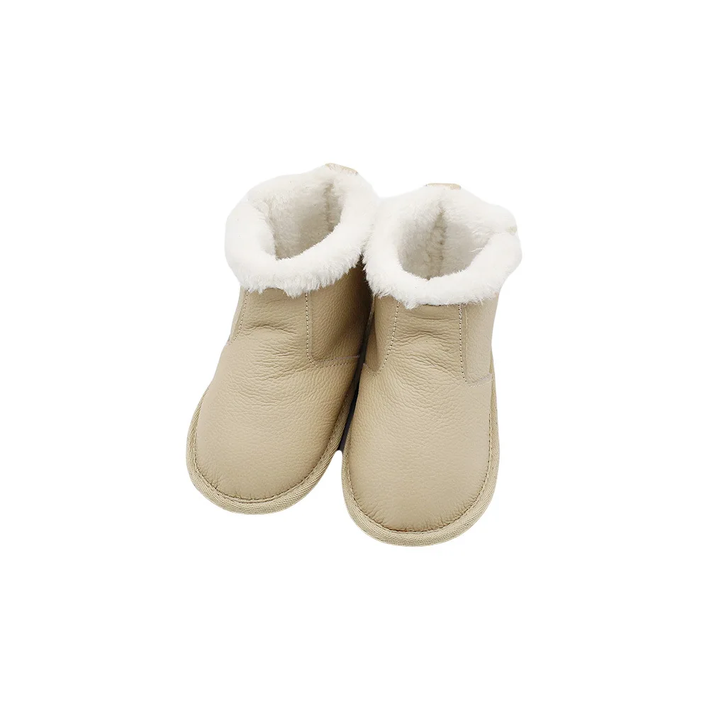 Genuine leather fluffy baby boots winter kids snow boots thumb200