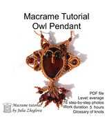 Macrame Owl Pattern, macrame pendant owl, micromacrame jewelry tutorial - $6.00
