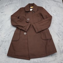 Tulle Jacket Womens XL Brown Double Breasted Pockets Long Sleeve Trench ... - $29.68