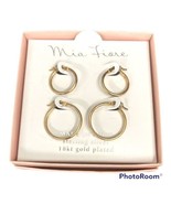 2 PAIRS MIA FIORE HOOP 18k GOLD LEVER BACK STERLING SILVER GOLD PLATED - £57.80 GBP