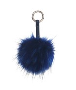 Navy Blue Faux Fur Pom Pom Key Chain Keyring Bag Charm - $262.34 MXN
