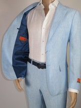 Men's ENZO Linen Spring Summer Suit Light Weight Breathable E58302-9 Light Blue image 4