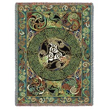 54x72 RAVENS PANEL Celtic Knot Irish Ireland Tapestry Afghan Throw Blanket - $63.36