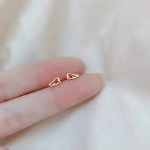 Simple Gold Silver Color Mini Stud Earrings For Women Students Heart Earring Tee - £10.47 GBP