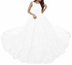 Plus Size Bateau Ball Gown Wedding Dresses with Court Train Lace Sexy White 22W - £162.79 GBP