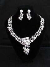 Statement Wedding Necklace in  silver tone and White Pearl Great Bridal Wedding  - £23.18 GBP