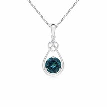 Authenticity Guarantee 
ANGARA Teal Montana Sapphire Knotted Heart Pendant wi... - £729.99 GBP