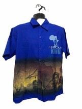 Men’s Duke Jeans Short Sleeve Blue Shirt Size L African King Design  - £17.00 GBP
