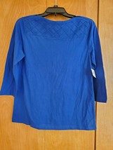 Basic Editions Blue Long Sleeve Shirt Women&#39;s Size Small Scoop Neck - £7.56 GBP