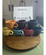 (7) Homer Laughlin Fiesta Fiestaware 6oz Mug Coffee Cups Soup Red Blue G... - $23.38