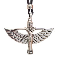 Isis Necklace Pendant Mother of Magic Egyptian Goddess Winged Beaded Tie Corded - £5.25 GBP