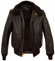Mens Aviator A2 Flight RAF IRVIN Airforce Bomber Brown Cowhide Leather Jacket - £124.56 GBP